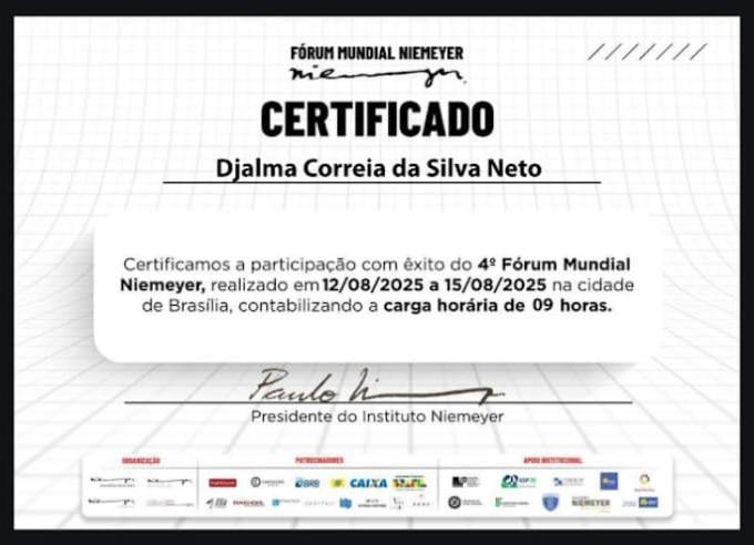 Miniatura do certificado de participação no Fórum Mundial Niemeyer